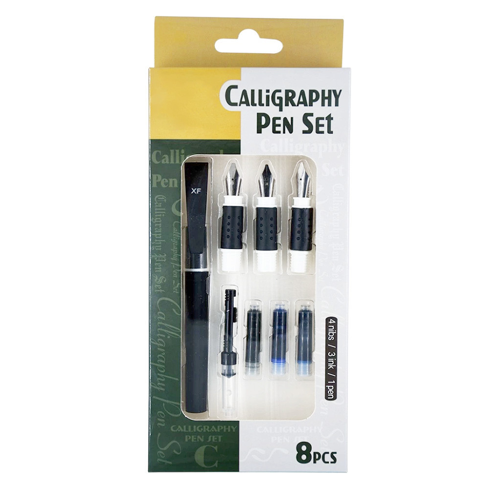 Calligraphy Pen Set - 4 Nibs, 3 Inks, 1 Pen, 8pc